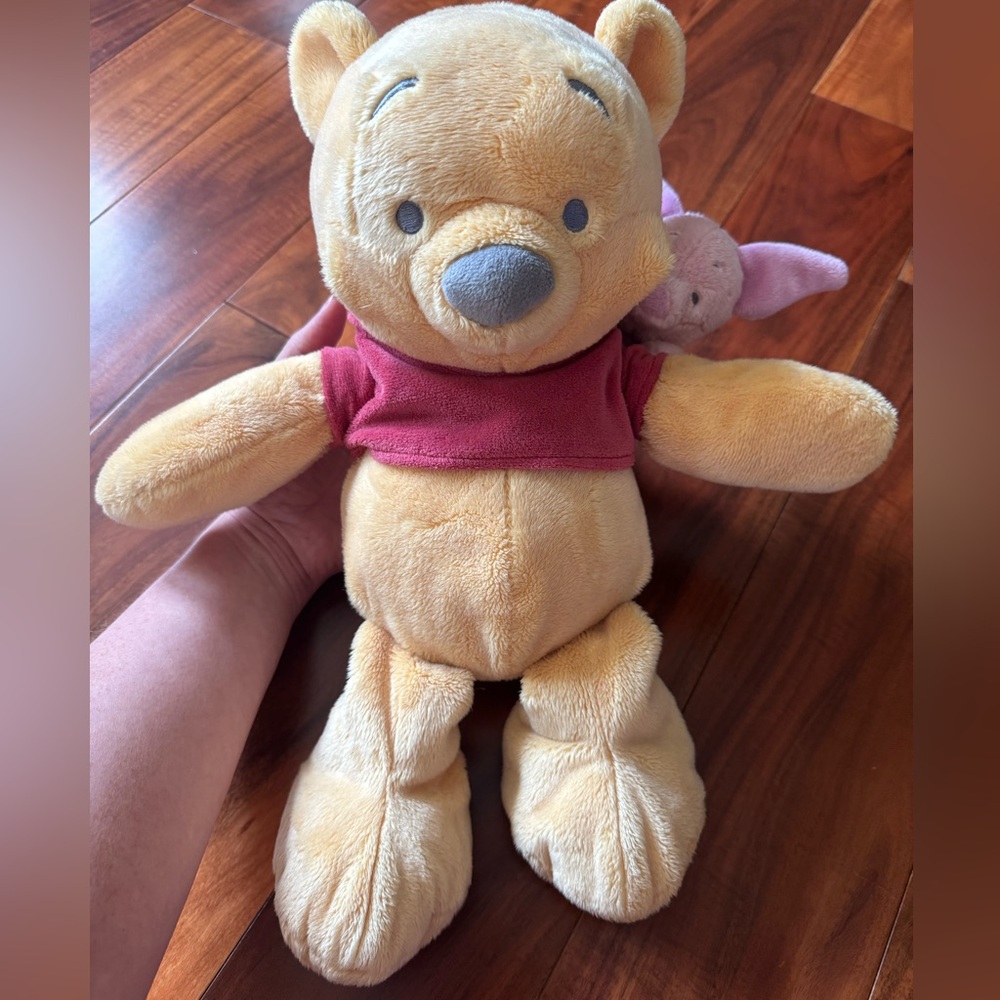 Disney Parks Winnie the Pooh and Piglet on Back 16" Plush Rare